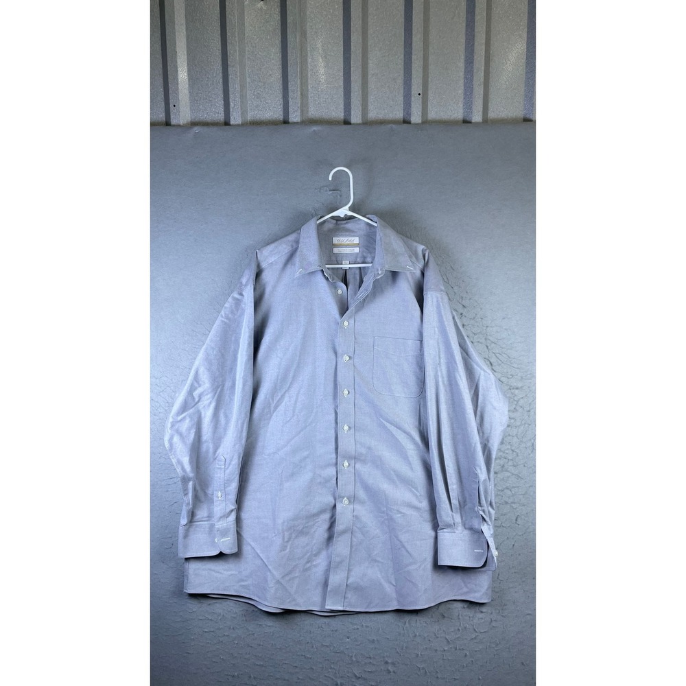 Roundtree & Yorke Shirt Mens 18 35 Blue Excellent Gold Label Cotton Oxford
